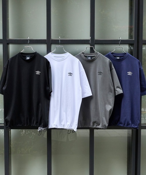 UMBRO/アンブロ 別注 ロゴ刺繍 ドロスト バックプリント半袖Tシャツ