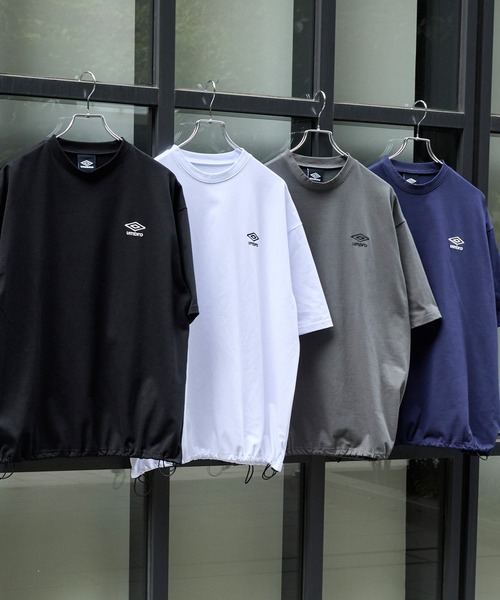 UMBRO/アンブロ 別注 ロゴ刺繍 ドロスト バックプリント半袖Tシャツ