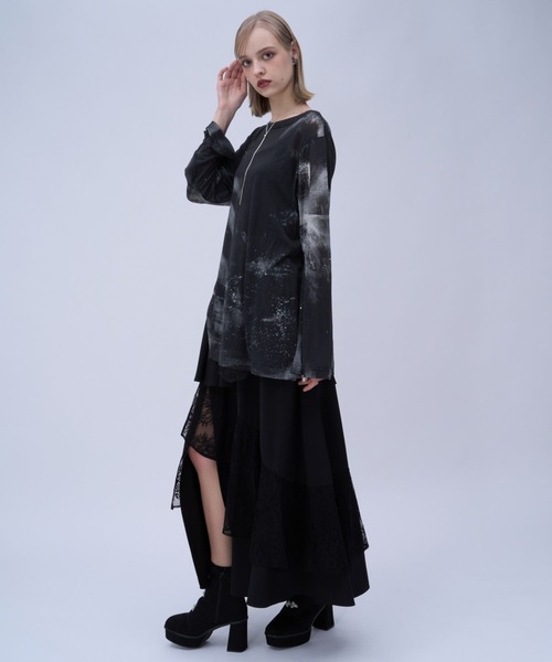 HARE（ハレ）の「スリットガラシアーT(HARE)（Tシャツ/カットソー・レディース・グリーン/ブラック・FREE）」の3枚目の写真