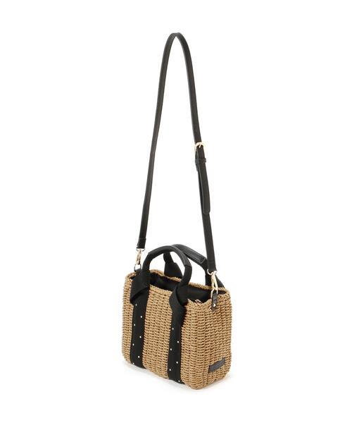 NATURAL BEAUTY BASIC（ナチュラルビューティーベーシック）の「◇メタルドットペーパーバスケットバッグ（かごバッグ・レディース・ブラック/ブラウン系その他・ﾌﾘ-）」の4枚目の写真