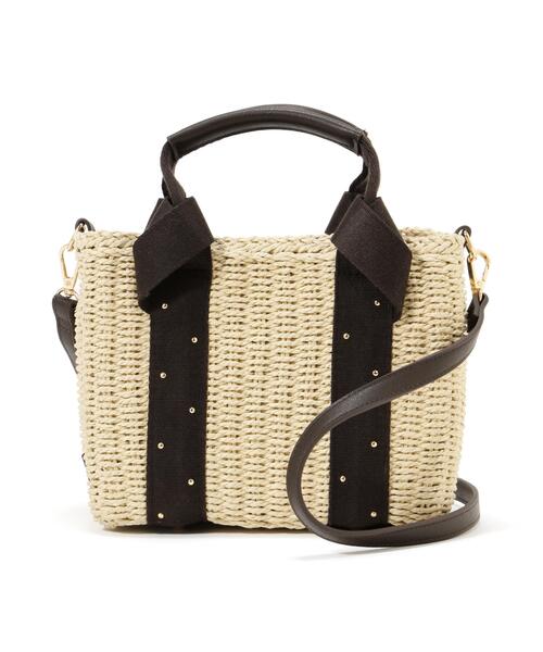 NATURAL BEAUTY BASIC（ナチュラルビューティーベーシック）の「◇メタルドットペーパーバスケットバッグ（かごバッグ・レディース・ブラック/ブラウン系その他・ﾌﾘ-）」の13枚目の写真