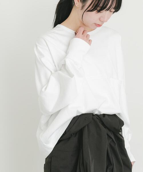 EKAL（エカル）の「スプリットドルマンカットソー（Tシャツ/カットソー・レディース・オフホワイト/チャコールグレー/ピンク・ONE）」の2枚目の写真