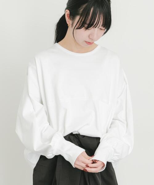 EKAL（エカル）の「スプリットドルマンカットソー（Tシャツ/カットソー・レディース・オフホワイト/チャコールグレー/ピンク・ONE）」の5枚目の写真