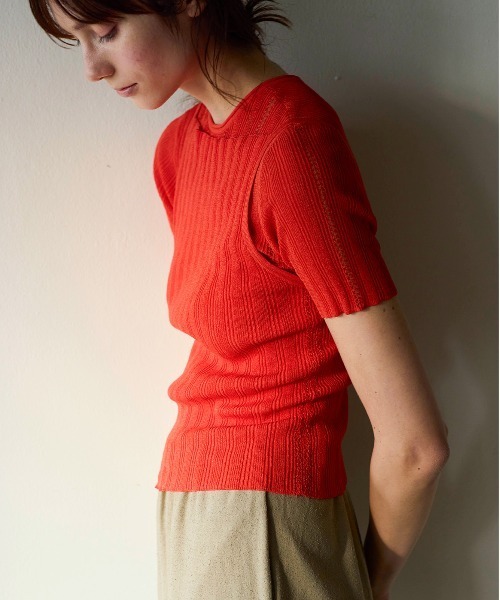 WALANCE（ワランス）の「paper rib knit camisole（キャミソール・レディース・ブラック/レッド/グレイッシュベージュ・FREE）」の8枚目の写真