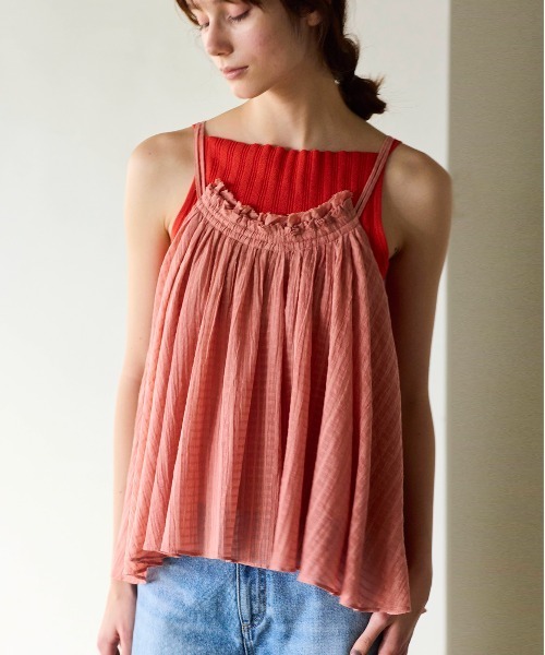WALANCE（ワランス）の「paper rib knit camisole（キャミソール・レディース・ブラック/レッド/グレイッシュベージュ・FREE）」の10枚目の写真