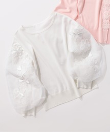 STRAWBERRY-FIELDS | サラフィール_チュール*フラワーレーススリーブニット(ニット/セーター)