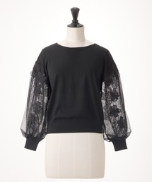 STRAWBERRY-FIELDS（ストロベリーフィールズ）の「サラフィール_チュール*フラワーレーススリーブニット（ニット/セーター）」