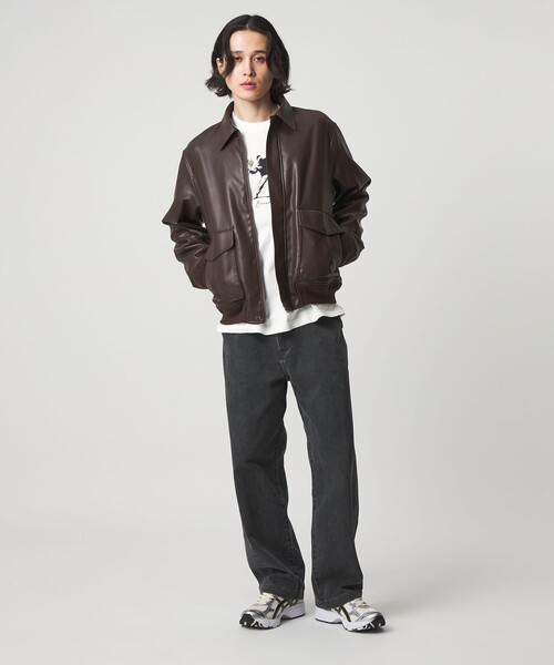 A DAY IN THE LIFE UNITED ARROWS（アデイインザライフユナイテッドアローズ）の「レザーライク フライト ブルゾン＜A DAY IN THE LIFE＞（ブルゾン・メンズ・ブラック/ダークブラウン・L/M）」の5枚目の写真