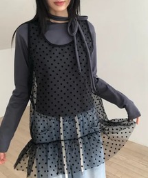 ドットチュールフリルミニワンピース