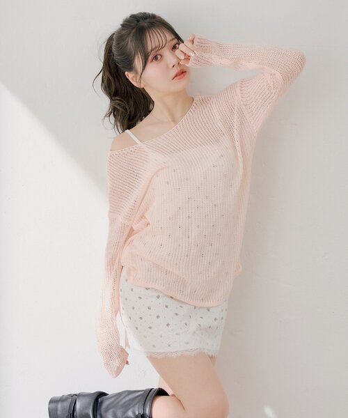 セール】花柄キャミワンピース+ルーズニットセット（ワンピース