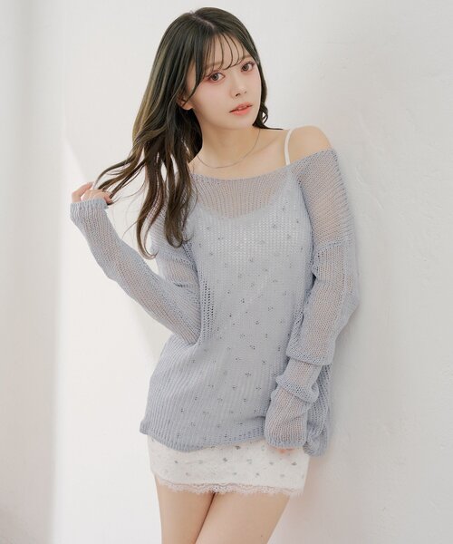 セール】花柄キャミワンピース+ルーズニットセット（ワンピース
