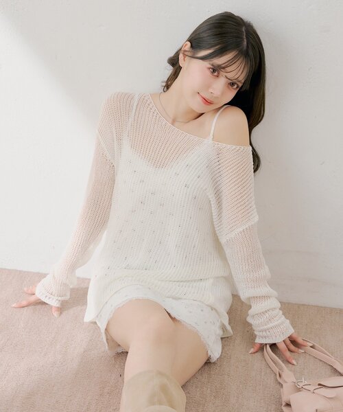 セール】花柄キャミワンピース+ルーズニットセット（ワンピース