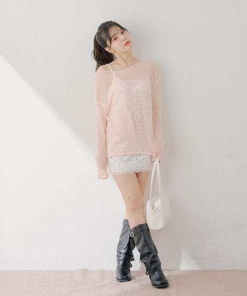 Chico(チコ)の「花柄キャミワンピース+ルーズニットセット(ワンピース・レディース・アイボリー/ピンク/ブルー・FREE)」の5枚目の写真