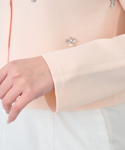 La boutique BonBon（ラブティックボンボン）の「【今すぐお届け！・お上品見え】ビジュー刺繍スポンディッシュジャケットカーディガン（ニット/セーター・レディース・ピンク/ライトグレー/ホワイト・FREE）」の18枚目の写真