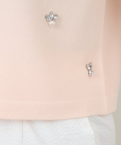 La boutique BonBon（ラブティックボンボン）の「【今すぐお届け！・お上品見え】ビジュー刺繍スポンディッシュジャケットカーディガン（ニット/セーター・レディース・ピンク/ライトグレー/ホワイト・FREE）」の19枚目の写真