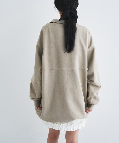 CODE A(コードエー)の「half zip sweat mini dress(スウェット・レディース・チャコールグレー/ベージュ・00)」の5枚目の写真