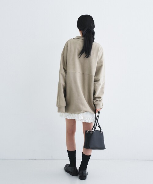 CODE A(コードエー)の「half zip sweat mini dress(スウェット・レディース・チャコールグレー/ベージュ・00)」の7枚目の写真