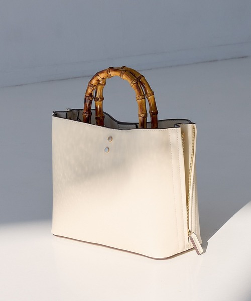 Andemiu（アンデミュウ）の「バンブーハンドルバッグ656264（ハンドバッグ・レディース・ライトイエロー/アイボリー/ブラック・FREE）」の3枚目の写真