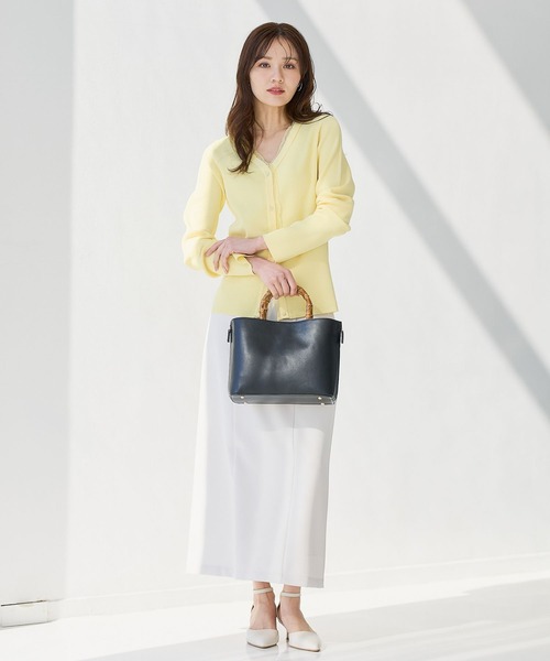 Andemiu（アンデミュウ）の「バンブーハンドルバッグ656264（ハンドバッグ・レディース・ライトイエロー/アイボリー/ブラック・FREE）」の6枚目の写真