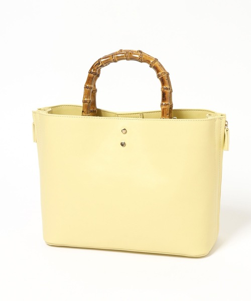 Andemiu（アンデミュウ）の「バンブーハンドルバッグ656264（ハンドバッグ・レディース・ライトイエロー/アイボリー/ブラック・FREE）」の12枚目の写真