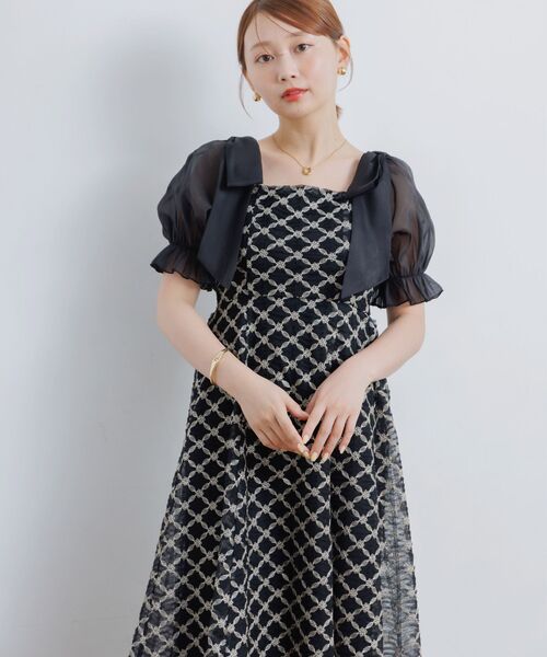 ems excite(エムズエキサイト)の「金刺繍肩リボンドレス(ドレス・レディース・ブラック/ベージュ・FREE)」の21枚目の写真