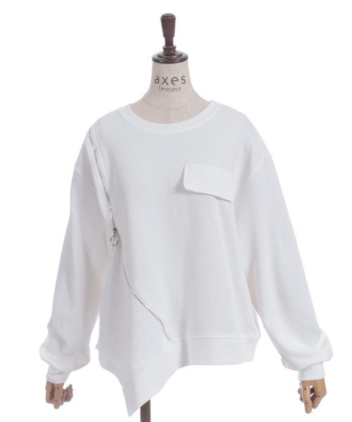 axes femme（アクシーズファム）の「変形ジッププルオーバー（Tシャツ/カットソー・レディース・ホワイト・FREE）」の5枚目の写真
