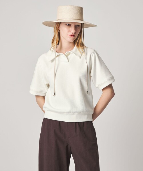 Steven Alan（スティーブンアラン）の「＜Steven Alan＞ブークレ ダンボール ワンボタン ハーフスリーブ プルオーバー（Tシャツ/カットソー・レディース・ネイビー/オフホワイト/グレー系・FREE）」の20枚目の写真