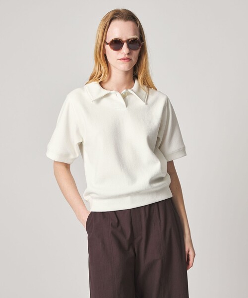 Steven Alan（スティーブンアラン）の「＜Steven Alan＞ブークレ ダンボール ワンボタン ハーフスリーブ プルオーバー（Tシャツ/カットソー・レディース・ネイビー/オフホワイト/グレー系・FREE）」の22枚目の写真