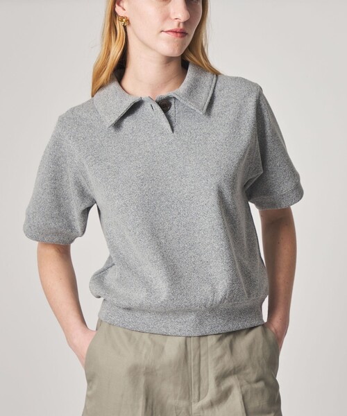 Steven Alan＞ブークレ ダンボール ワンボタン ハーフスリーブ プル