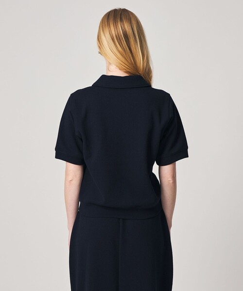 Steven Alan（スティーブンアラン）の「＜Steven Alan＞ブークレ ダンボール ワンボタン ハーフスリーブ プルオーバー（Tシャツ/カットソー・レディース・ネイビー/オフホワイト/グレー系・FREE）」の4枚目の写真