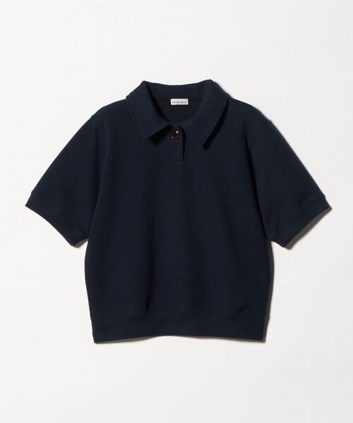 Steven Alan（スティーブンアラン）の「＜Steven Alan＞ブークレ ダンボール ワンボタン ハーフスリーブ プルオーバー（Tシャツ/カットソー・レディース・ネイビー/オフホワイト/グレー系・FREE）」の5枚目の写真