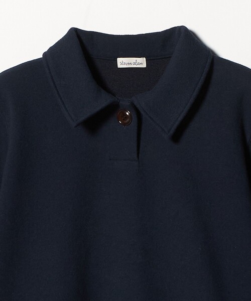 Steven Alan（スティーブンアラン）の「＜Steven Alan＞ブークレ ダンボール ワンボタン ハーフスリーブ プルオーバー（Tシャツ/カットソー・レディース・ネイビー/オフホワイト/グレー系・FREE）」の7枚目の写真