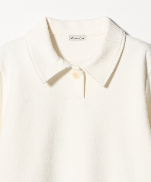 Steven Alan（スティーブンアラン）の「＜Steven Alan＞ブークレ ダンボール ワンボタン ハーフスリーブ プルオーバー（Tシャツ/カットソー・レディース・ネイビー/オフホワイト/グレー系・FREE）」の12枚目の写真