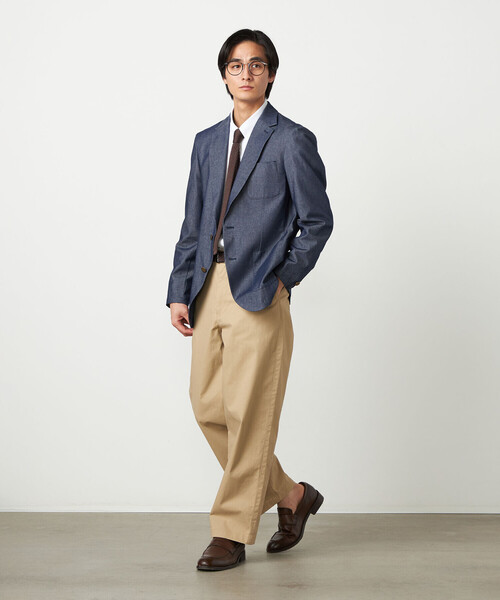 COMME CA ISM(コムサイズム)の「デニムライクシャンブレー ブレザージャケット(テーラードジャケット・メンズ・ネイビー・LARGE/MEDIUM/SMALL)」の2枚目の写真