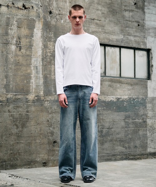 Regen Glanz(レーゲングランツ)の「vintage wash straight denim pants / ヴィンテージウォッシュストレートデニムパンツ(デニムパンツ・メンズ・ダークブルー/ライトインディゴブルー/ブラック/グレー・MEDIUM/SMALL/LARGE)」の10枚目の写真