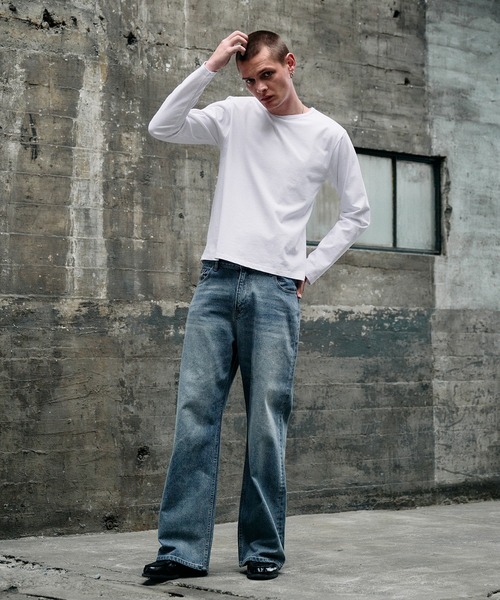 Regen Glanz(レーゲングランツ)の「vintage wash straight denim pants / ヴィンテージウォッシュストレートデニムパンツ(デニムパンツ・メンズ・ダークブルー/ライトインディゴブルー/ブラック/グレー・MEDIUM/SMALL/LARGE)」の11枚目の写真