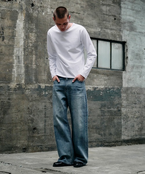 Regen Glanz(レーゲングランツ)の「vintage wash straight denim pants / ヴィンテージウォッシュストレートデニムパンツ(デニムパンツ・メンズ・ダークブルー/ライトインディゴブルー/ブラック/グレー・MEDIUM/SMALL/LARGE)」の12枚目の写真