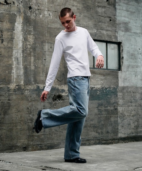 Regen Glanz(レーゲングランツ)の「vintage wash straight denim pants / ヴィンテージウォッシュストレートデニムパンツ(デニムパンツ・メンズ・ダークブルー/ライトインディゴブルー/ブラック/グレー・MEDIUM/SMALL/LARGE)」の13枚目の写真