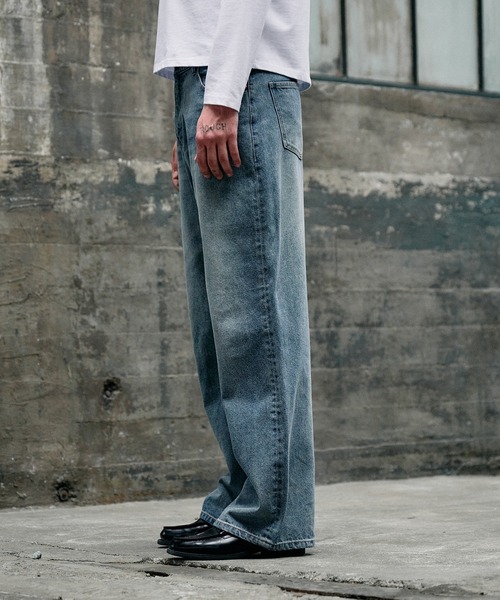 Regen Glanz(レーゲングランツ)の「vintage wash straight denim pants / ヴィンテージウォッシュストレートデニムパンツ(デニムパンツ・メンズ・ダークブルー/ライトインディゴブルー/ブラック/グレー・MEDIUM/SMALL/LARGE)」の9枚目の写真