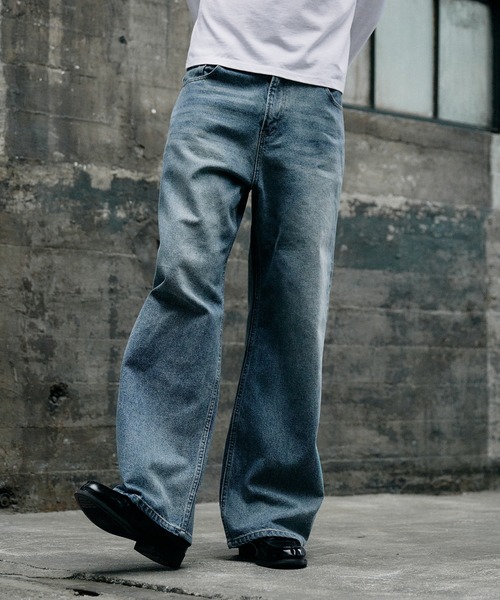 Regen Glanz(レーゲングランツ)の「vintage wash straight denim pants / ヴィンテージウォッシュストレートデニムパンツ(デニムパンツ・メンズ・ダークブルー/ライトインディゴブルー/ブラック/グレー・MEDIUM/SMALL/LARGE)」の6枚目の写真