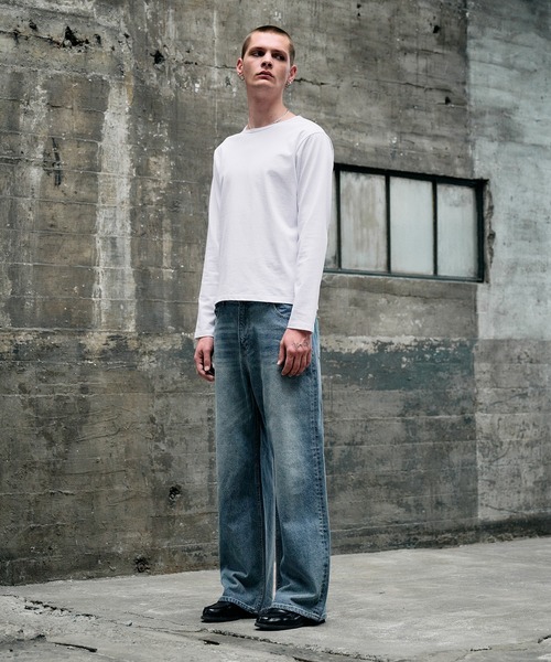 Regen Glanz(レーゲングランツ)の「vintage wash straight denim pants / ヴィンテージウォッシュストレートデニムパンツ(デニムパンツ・メンズ・ダークブルー/ライトインディゴブルー/ブラック/グレー・MEDIUM/SMALL/LARGE)」の14枚目の写真