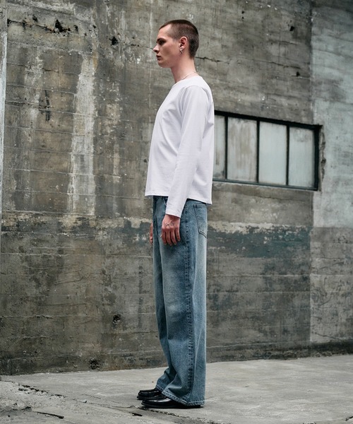 Regen Glanz(レーゲングランツ)の「vintage wash straight denim pants / ヴィンテージウォッシュストレートデニムパンツ(デニムパンツ・メンズ・ダークブルー/ライトインディゴブルー/ブラック/グレー・MEDIUM/SMALL/LARGE)」の15枚目の写真