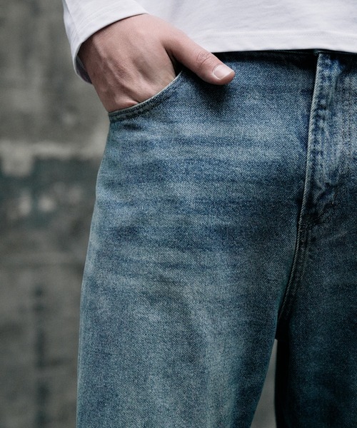 Regen Glanz(レーゲングランツ)の「vintage wash straight denim pants / ヴィンテージウォッシュストレートデニムパンツ(デニムパンツ・メンズ・ダークブルー/ライトインディゴブルー/ブラック/グレー・MEDIUM/SMALL/LARGE)」の16枚目の写真