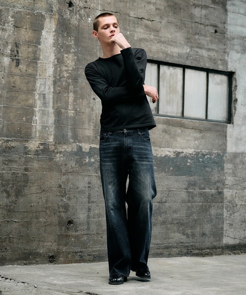 Regen Glanz(レーゲングランツ)の「vintage wash straight denim pants / ヴィンテージウォッシュストレートデニムパンツ(デニムパンツ・メンズ・ダークブルー/ライトインディゴブルー/ブラック/グレー・MEDIUM/SMALL/LARGE)」の20枚目の写真