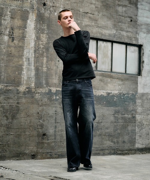 Regen Glanz(レーゲングランツ)の「vintage wash straight denim pants / ヴィンテージウォッシュストレートデニムパンツ(デニムパンツ・メンズ・ダークブルー/ライトインディゴブルー/ブラック/グレー・MEDIUM/SMALL/LARGE)」の21枚目の写真