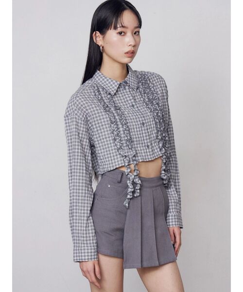 EMODA（エモダ）の「プリーツラップショートパンツ（その他パンツ・レディース・グレー/ブラック/ブラウン・SMALL/MEDIUM）」の8枚目の写真