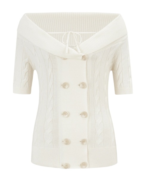 Contour Button Off-Shoulder Knit