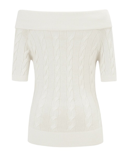 トップス ANDWANG Contour Button Off-Shoulder Knit セール】Contour Button Off-Shoulder Knit（ニット/セーター
