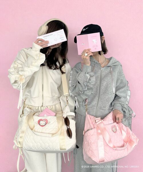 MAJESTIC LEGON（マジェスティックレゴン）の「ハローキティ トラベルボストン（ボストンバッグ・レディース・ピンク/アイボリー・FREE）」の7枚目の写真