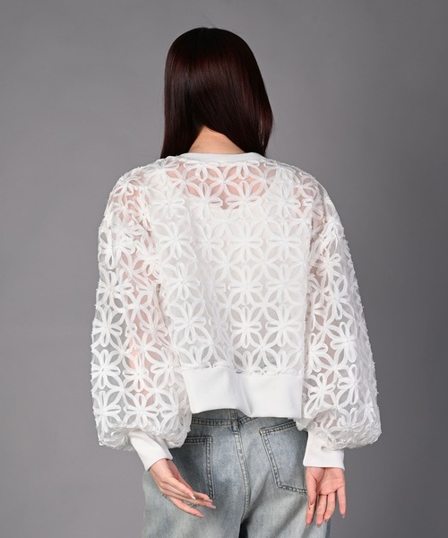 aimoha（アイモハ）の「花柄チュールWZIPブルゾン（ブルゾン・レディース・オフホワイト/ブラック・FREE）」の22枚目の写真